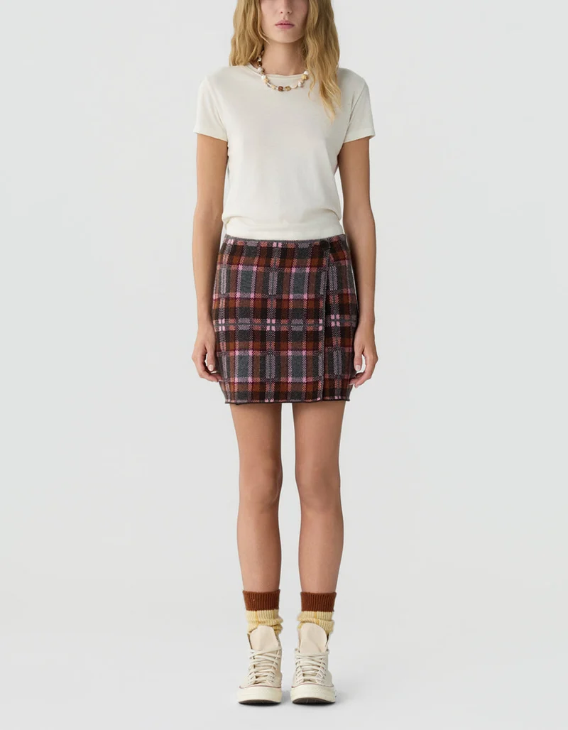 Woll-Kaschmir-Wickel-Mini Rock Tartan