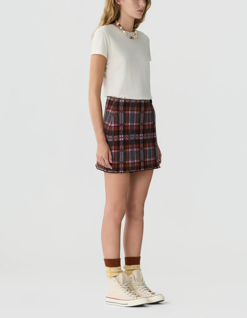 Woll-Kaschmir-Wickel-Mini Rock Tartan