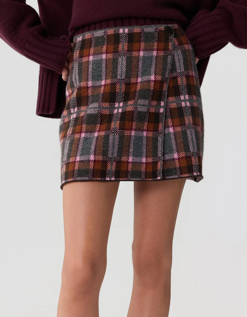 Woll-Kaschmir-Wickel-Mini Rock Tartan
