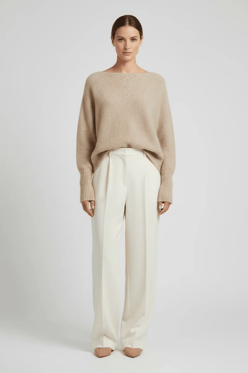 Mos Mosh Thora Boatneck Strickpullover in Federgrau