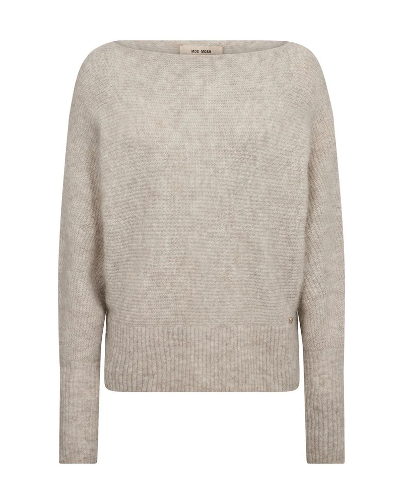 Mos Mosh Thora Boatneck Strickpullover in Federgrau