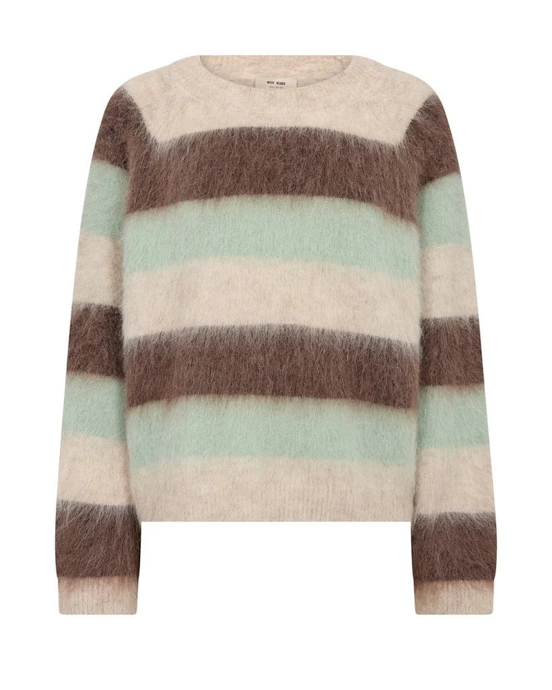 Mos Mosh Suvi Gestreifter Strickpullover in Frostgrün