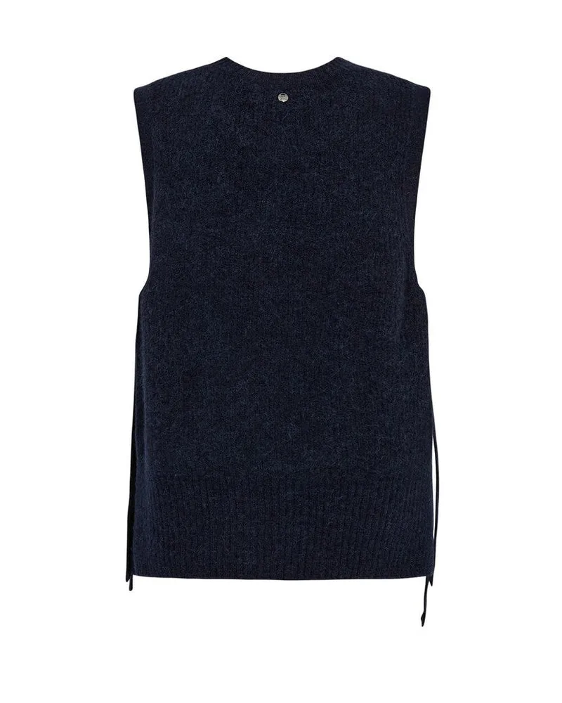 Mos Mosh Thora Strickweste mit Bindeband in Marineblau