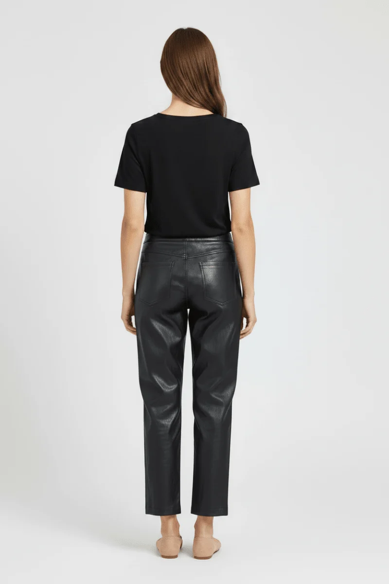 YAYA Carrot-Fit-Hose aus Lederimitat mit Nahtdetail Hole Schwarz