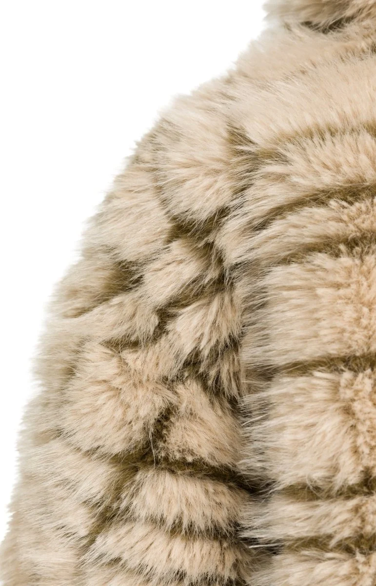 YAYA Kunstfell-Jacke mit Kragen und Karomuster Pure Cashmere Grau Dessin