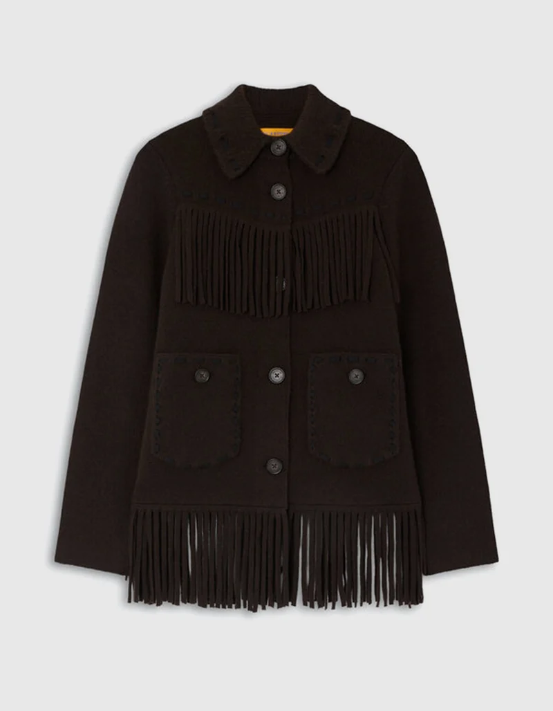 Wolle-Kaschmir-Jacke Western Fringe