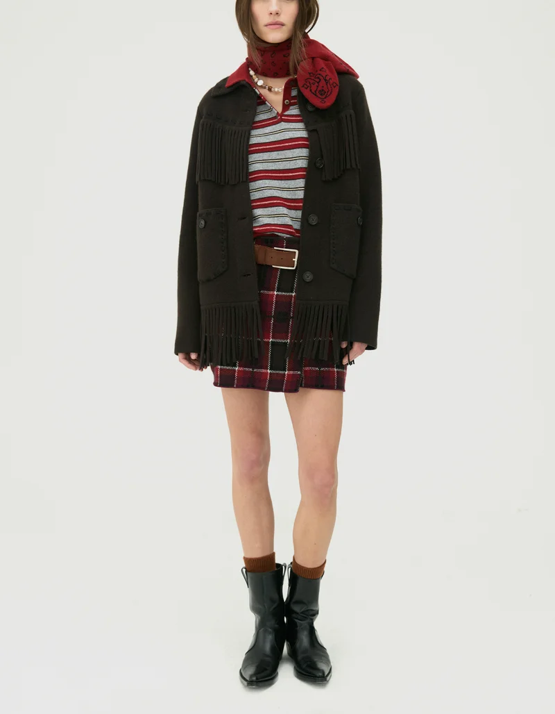 Wolle-Kaschmir-Jacke Western Fringe