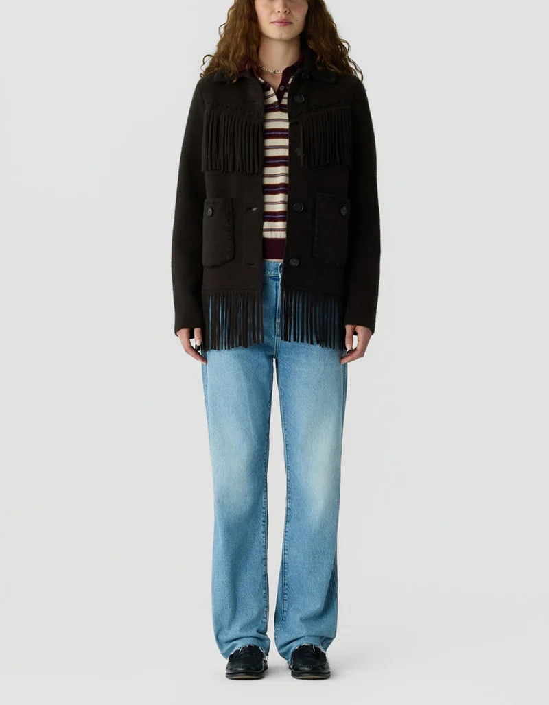 Wolle-Kaschmir-Jacke Western Fringe