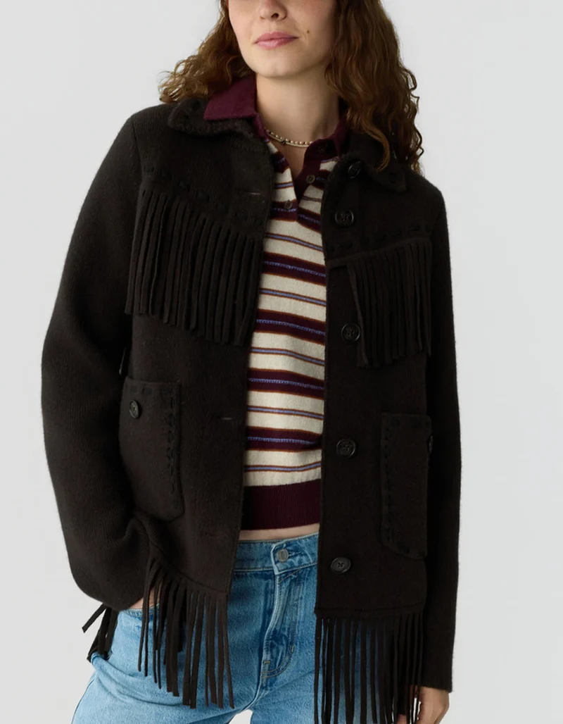 Wolle-Kaschmir-Jacke Western Fringe