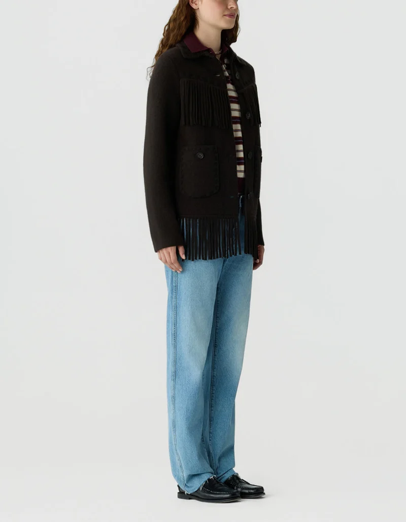 Wolle-Kaschmir-Jacke Western Fringe