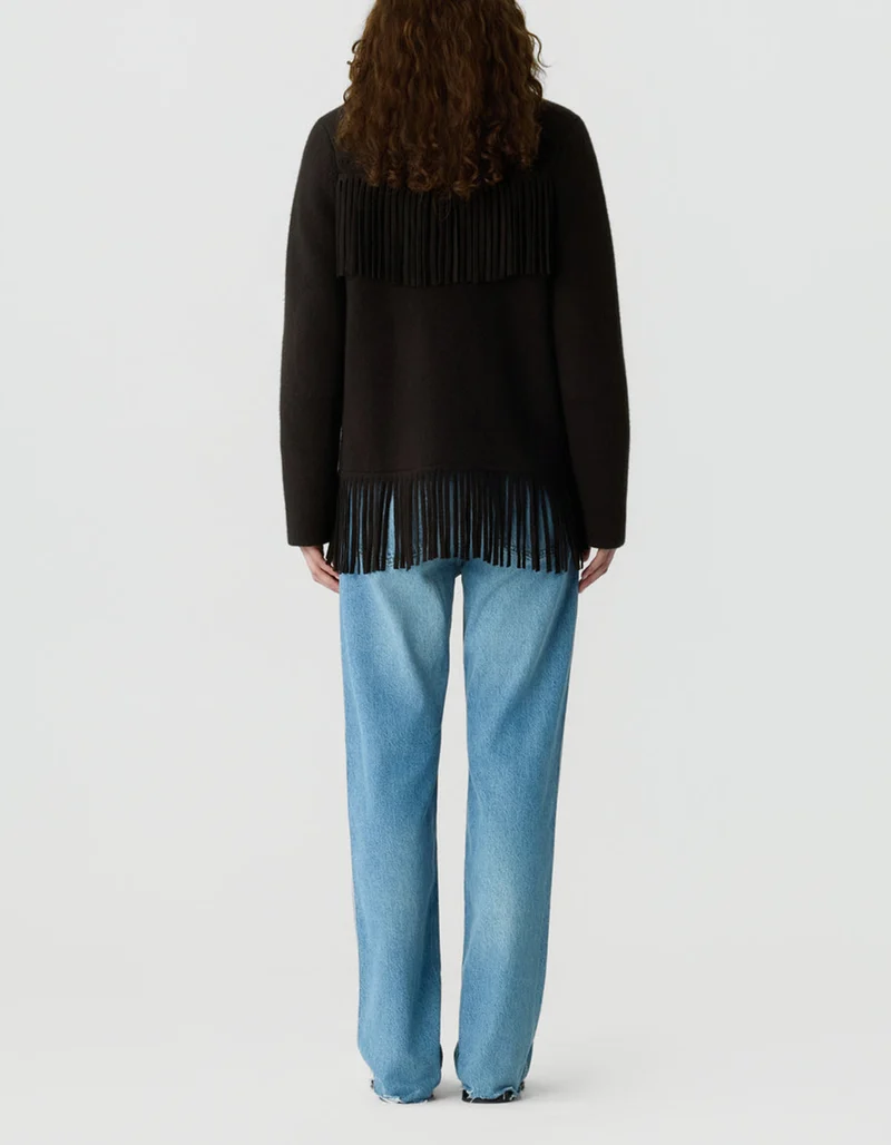 Wolle-Kaschmir-Jacke Western Fringe