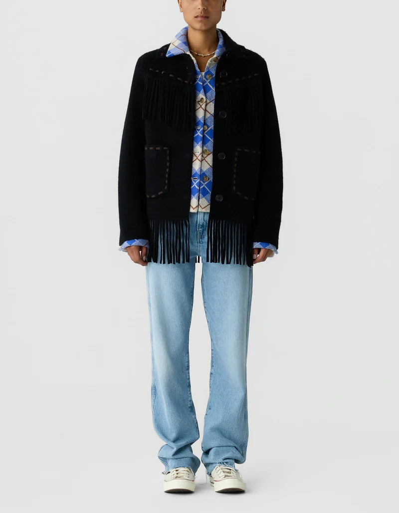 Wolle-Kaschmir-Jacke Western Fringe