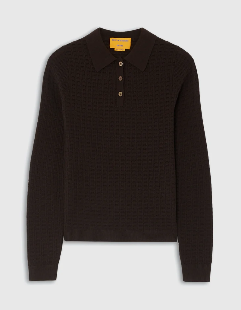 Kaschmir-Feinstrickpullover Shrunken Waffle Polo