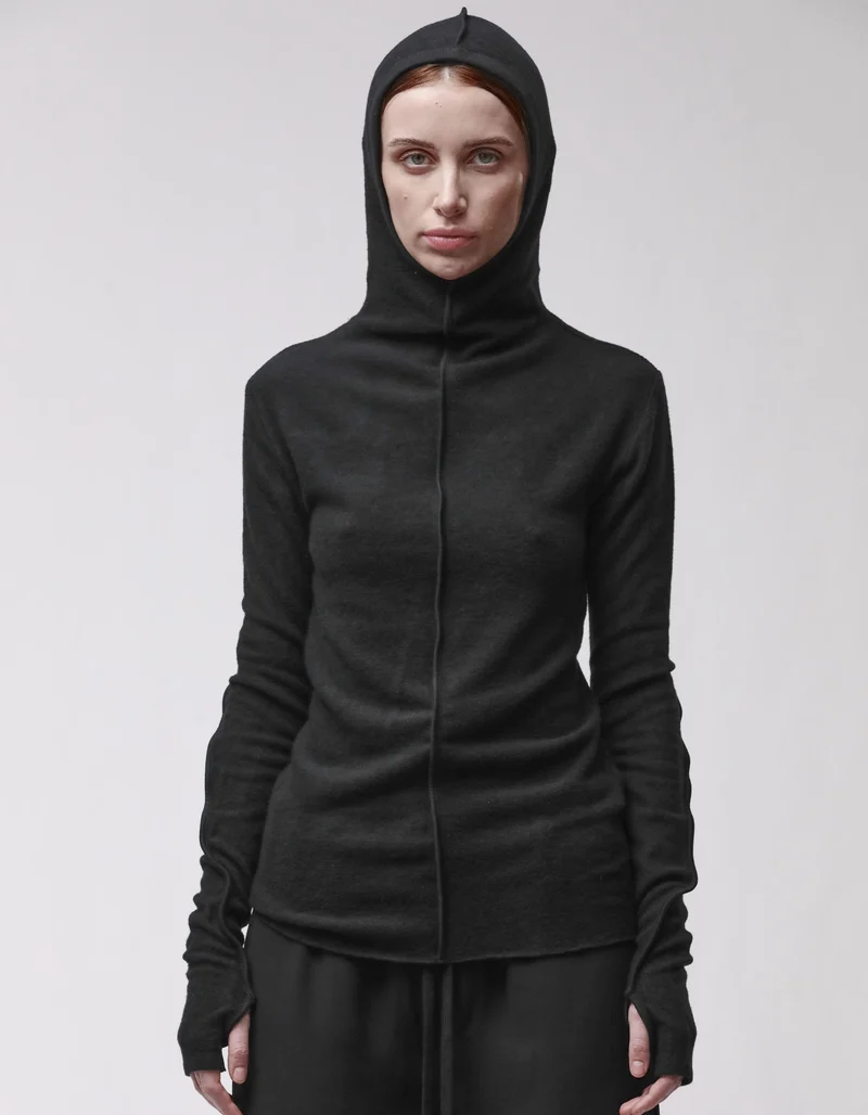 Fleece-Longsleeve mit Kapuze