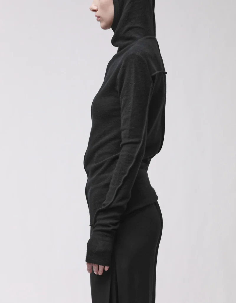Fleece-Longsleeve mit Kapuze