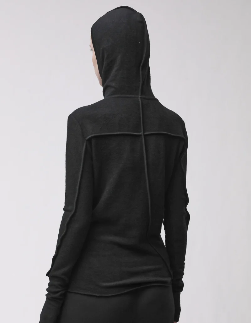 Fleece-Longsleeve mit Kapuze