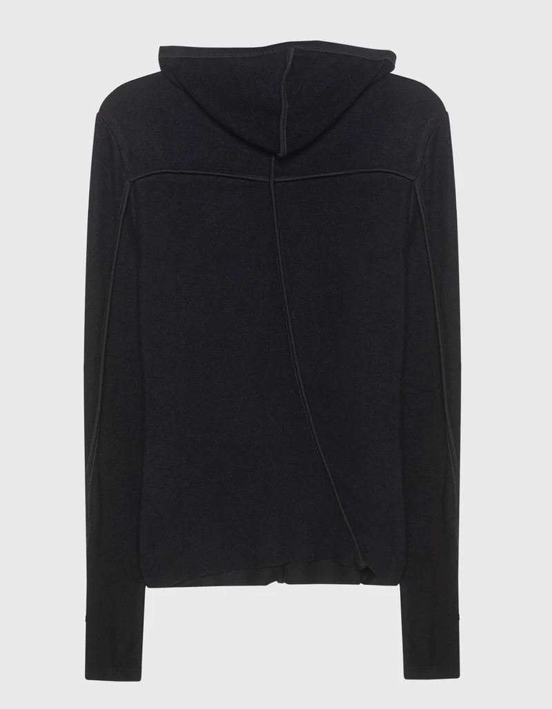 Fleece-Longsleeve mit Kapuze