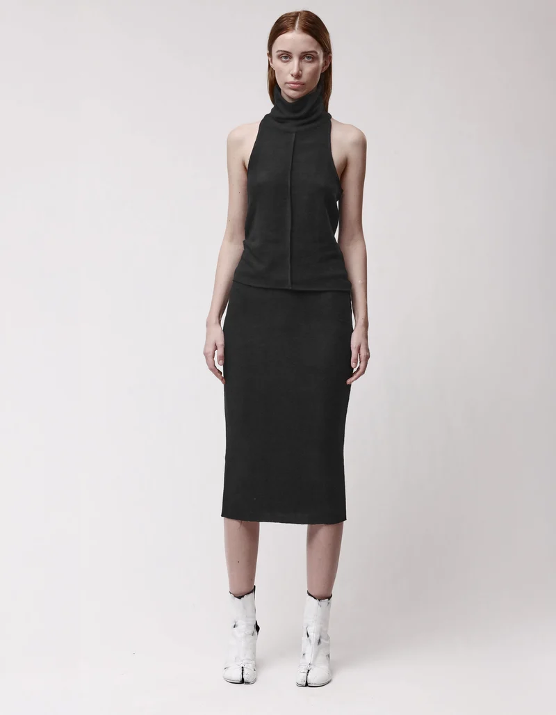 Fleece Midi-Rock mit elastischem Bund