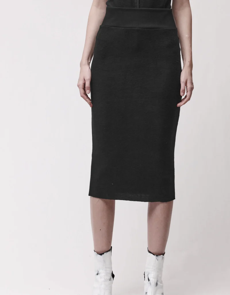 Fleece Midi-Rock mit elastischem Bund