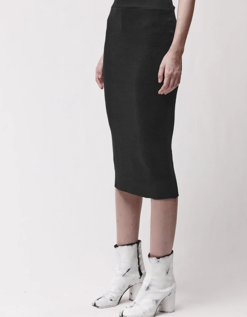 Fleece Midi-Rock mit elastischem Bund