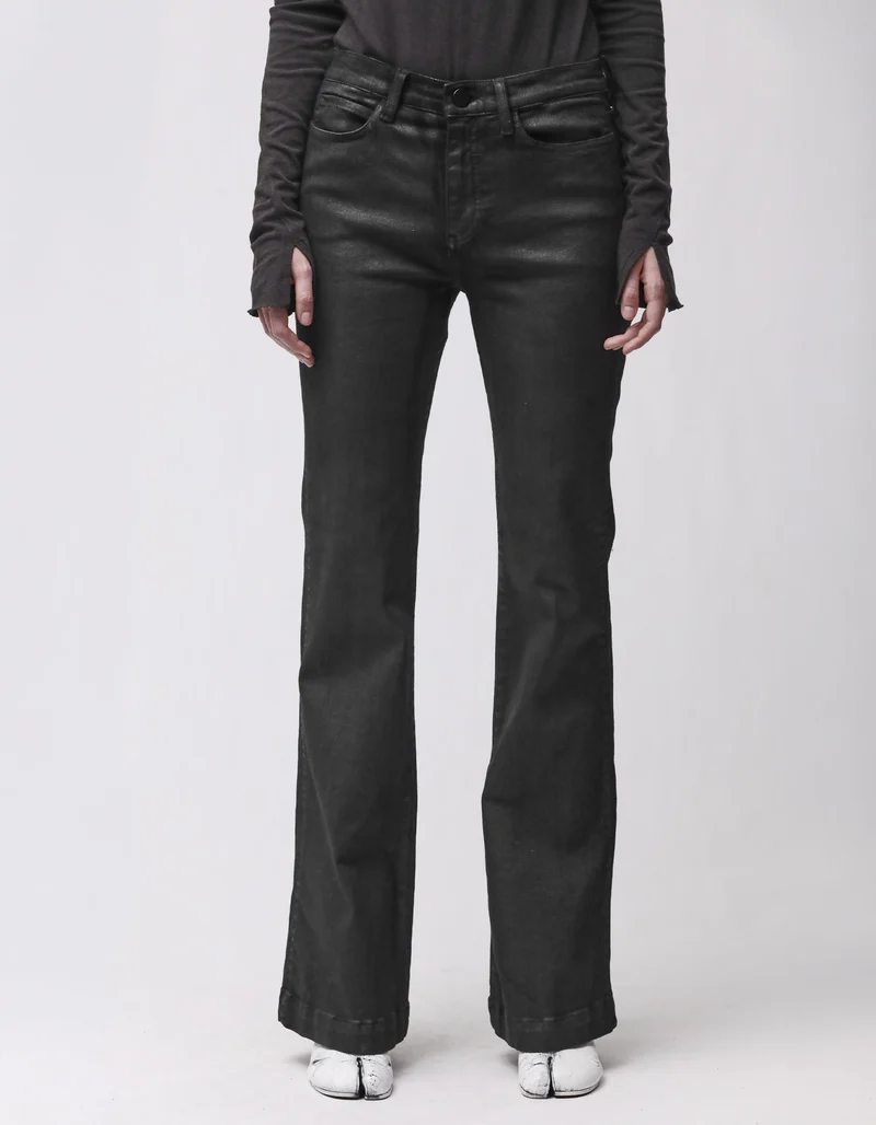 Coated Flare-Leg Jeans