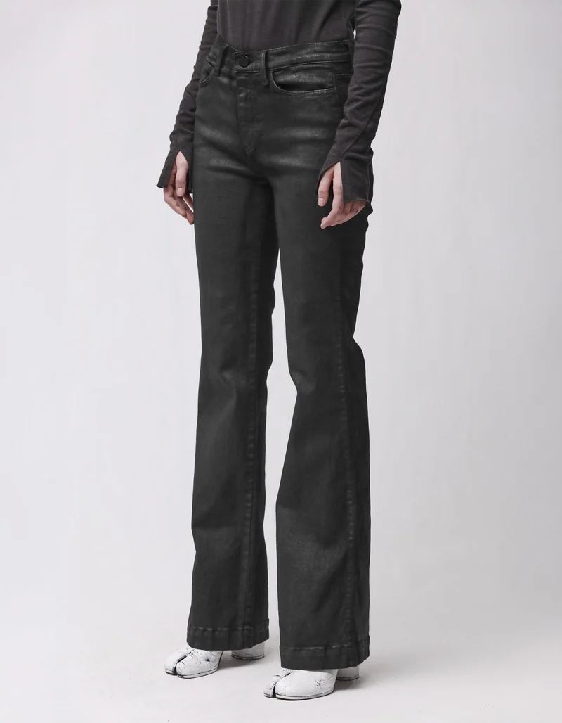 Coated Flare-Leg Jeans