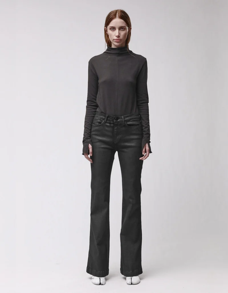 Coated Flare-Leg Jeans