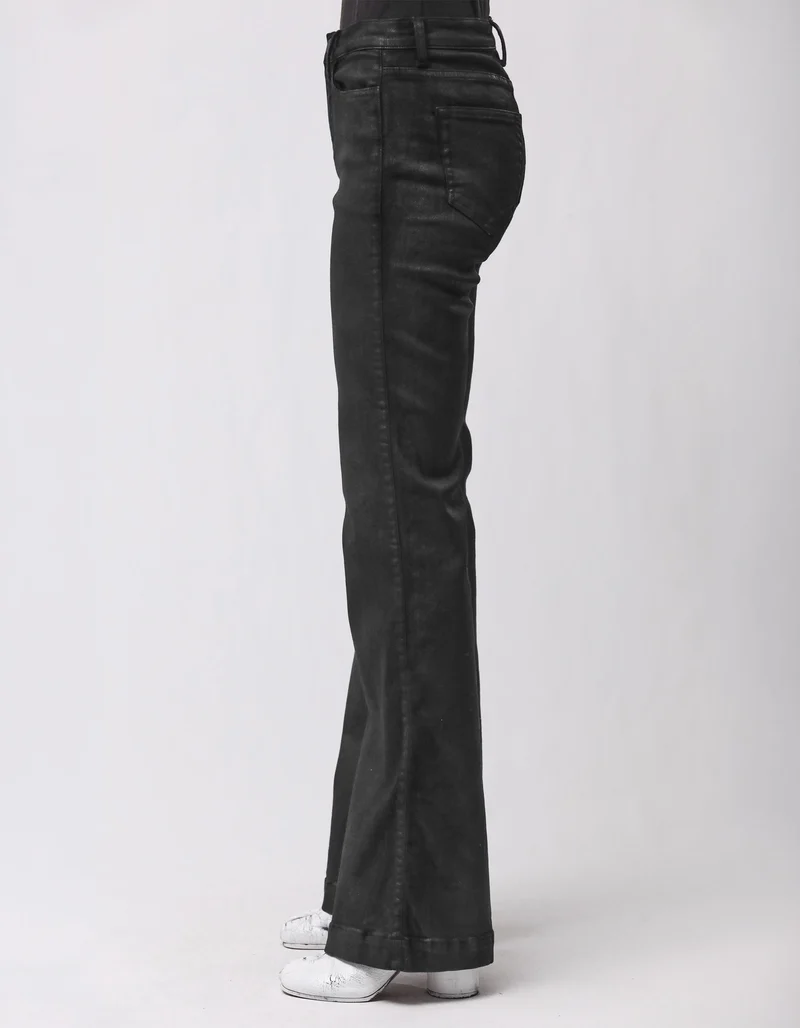 Coated Flare-Leg Jeans