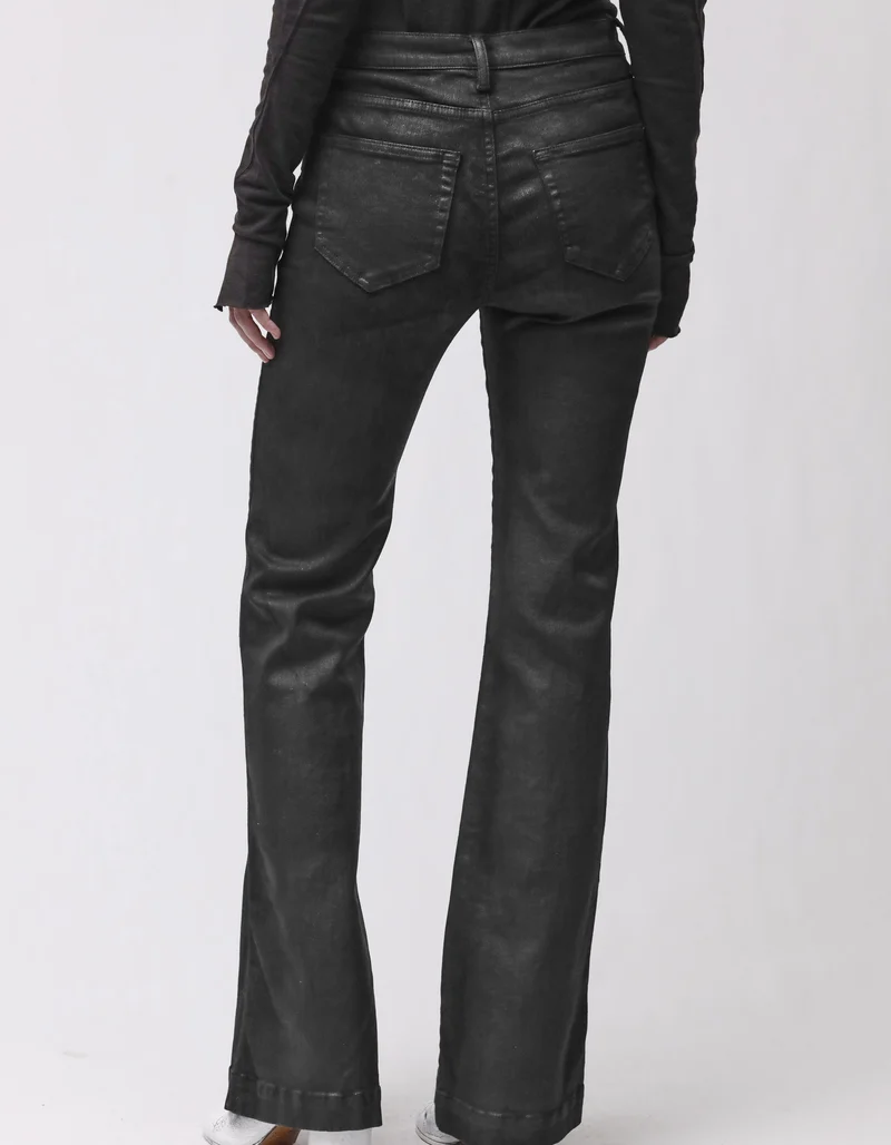 Coated Flare-Leg Jeans