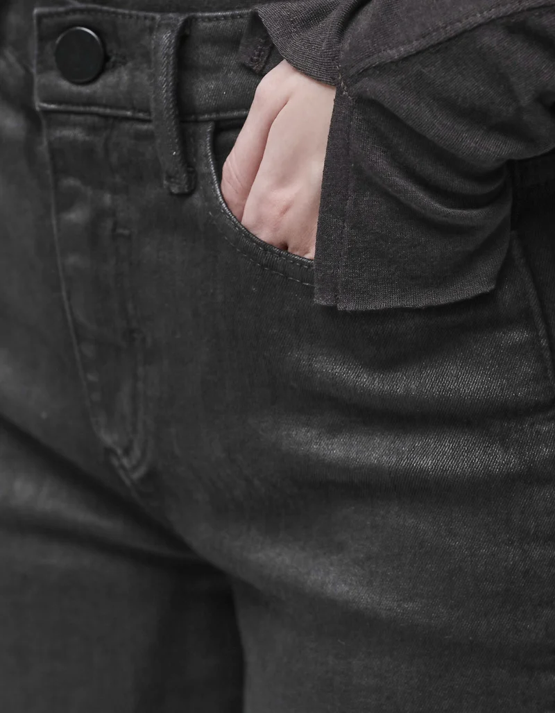 Coated Flare-Leg Jeans