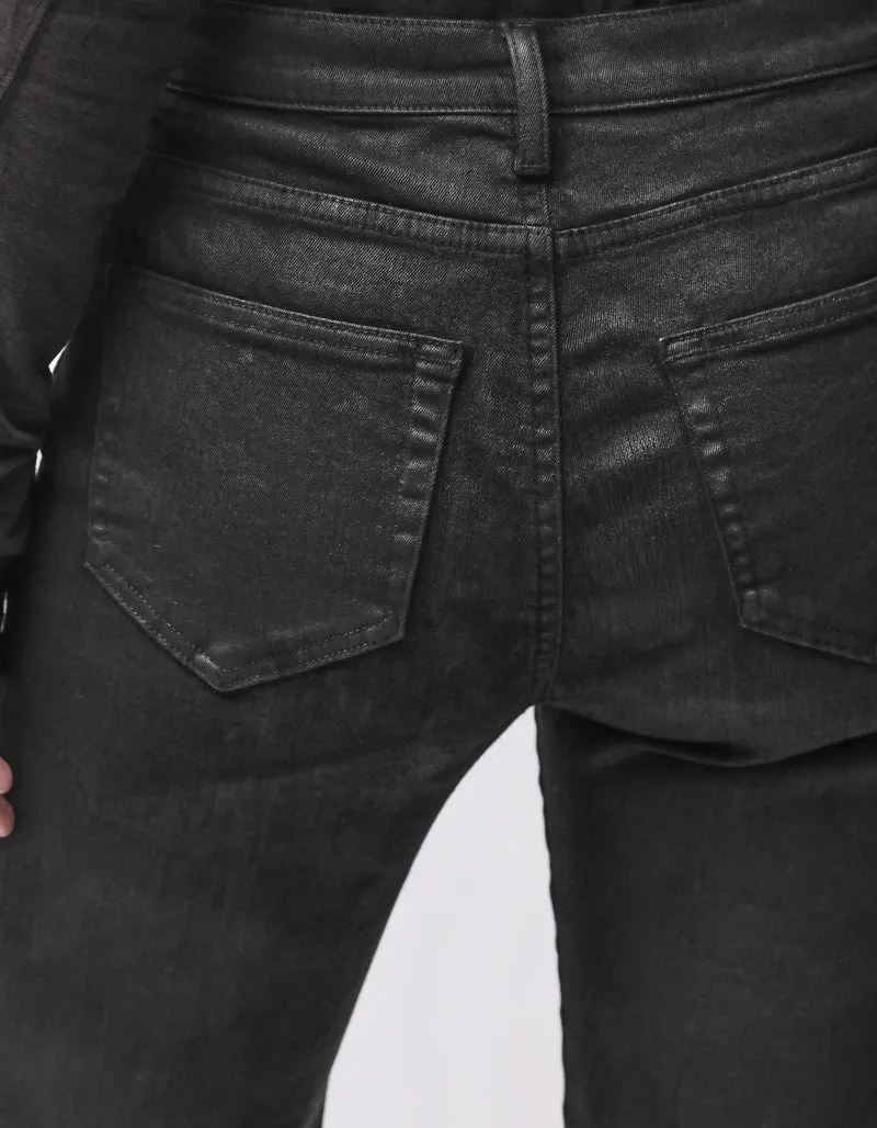 Coated Flare-Leg Jeans