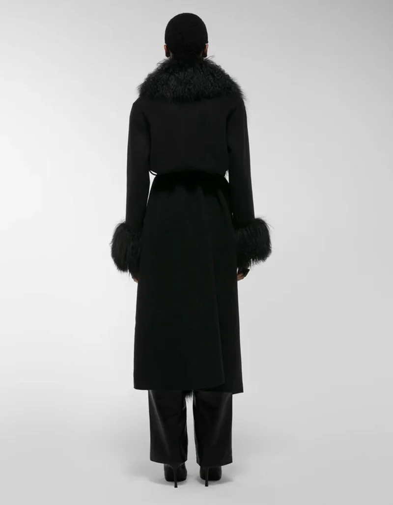 Woll-Mantel Lola Mongolian mit Shearling-Besatz