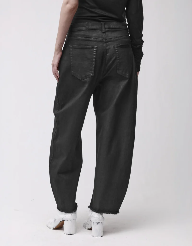 Coated Barrel-Leg Jeans