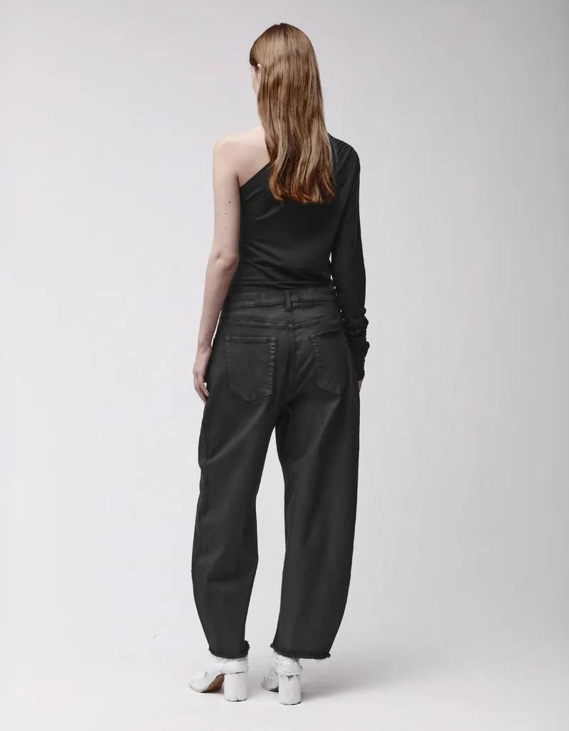 Coated Barrel-Leg Jeans