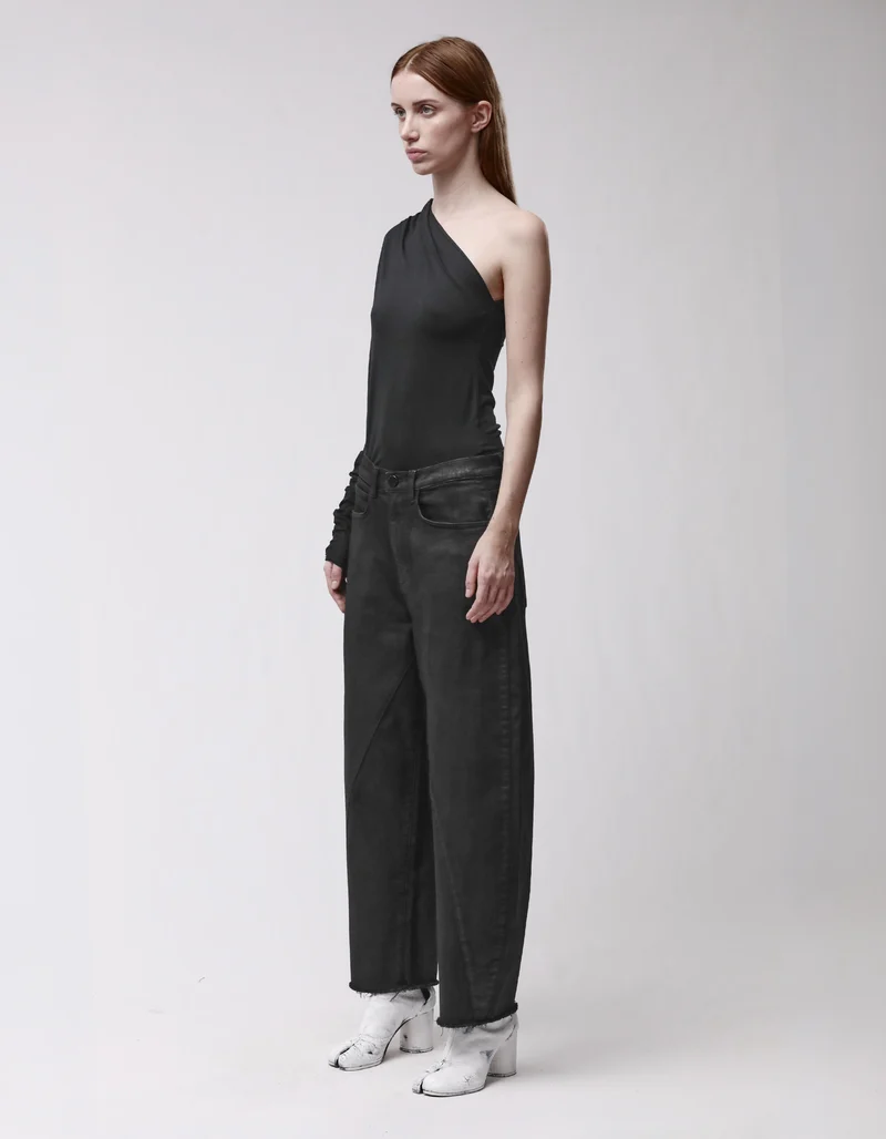 Coated Barrel-Leg Jeans