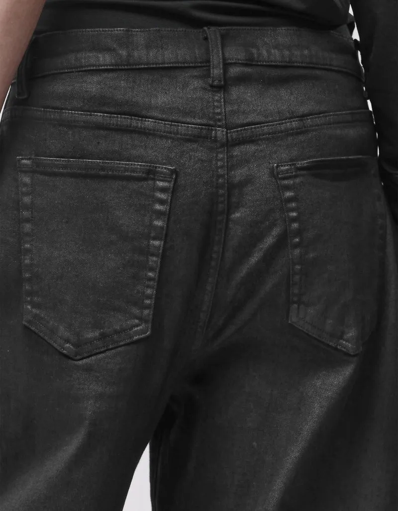 Coated Barrel-Leg Jeans