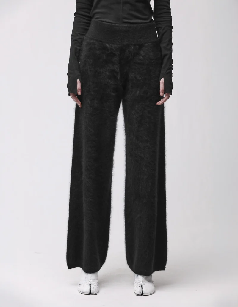 Fuzzy Kaschmir Wide-Leg Hose