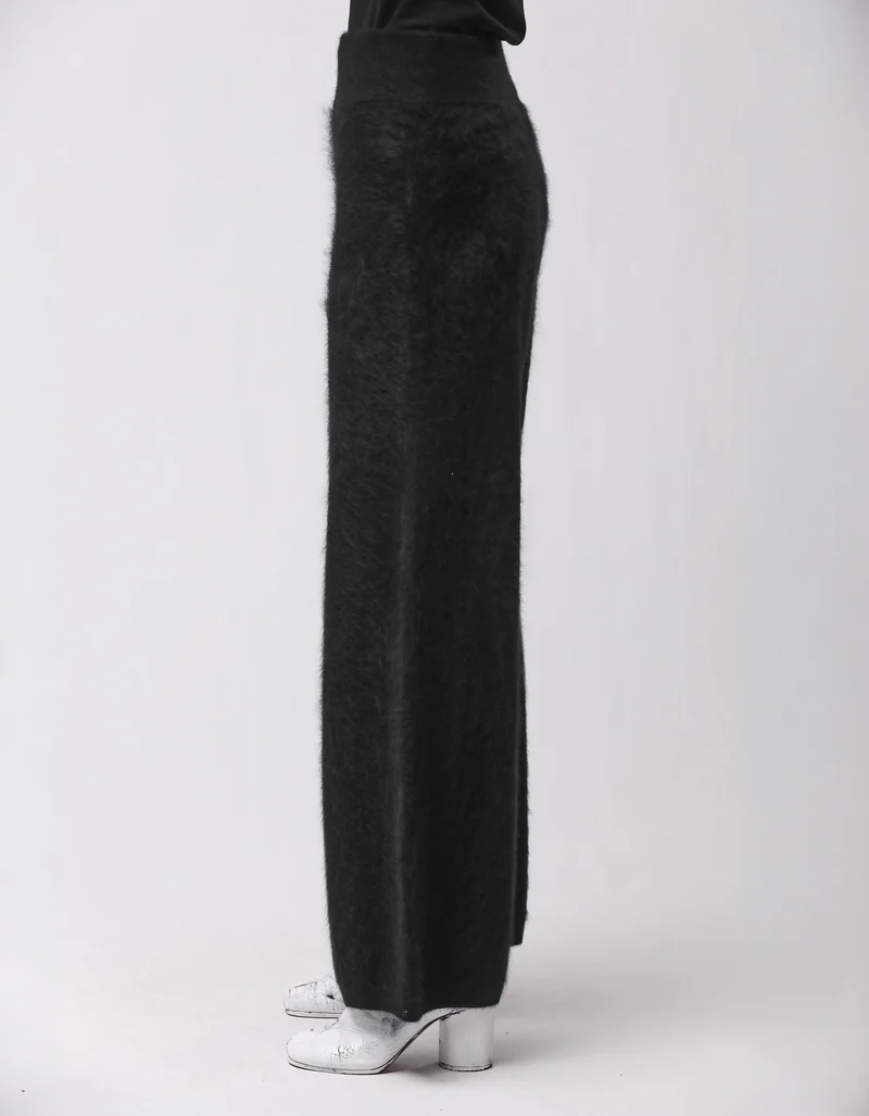 Fuzzy Kaschmir Wide-Leg Hose