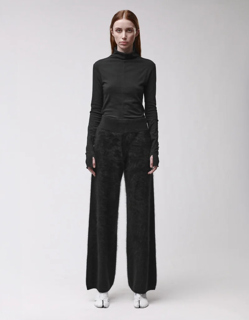 Fuzzy Kaschmir Wide-Leg Hose