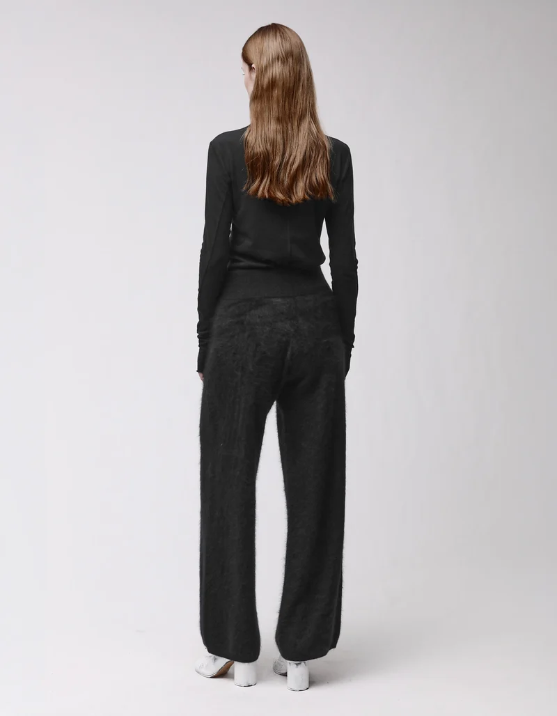 Fuzzy Kaschmir Wide-Leg Hose