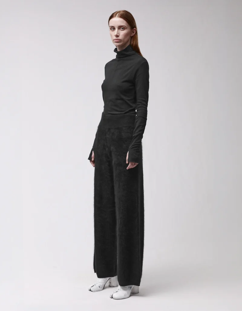 Fuzzy Kaschmir Wide-Leg Hose