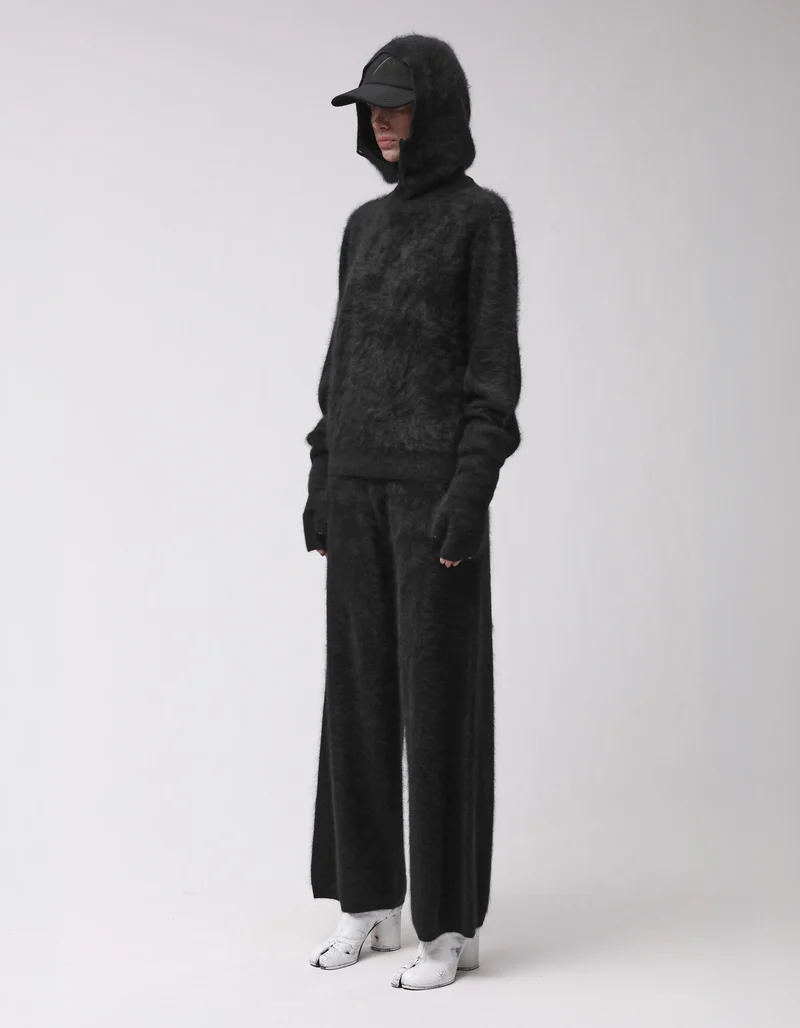 Fuzzy Kaschmir Wide-Leg Hose