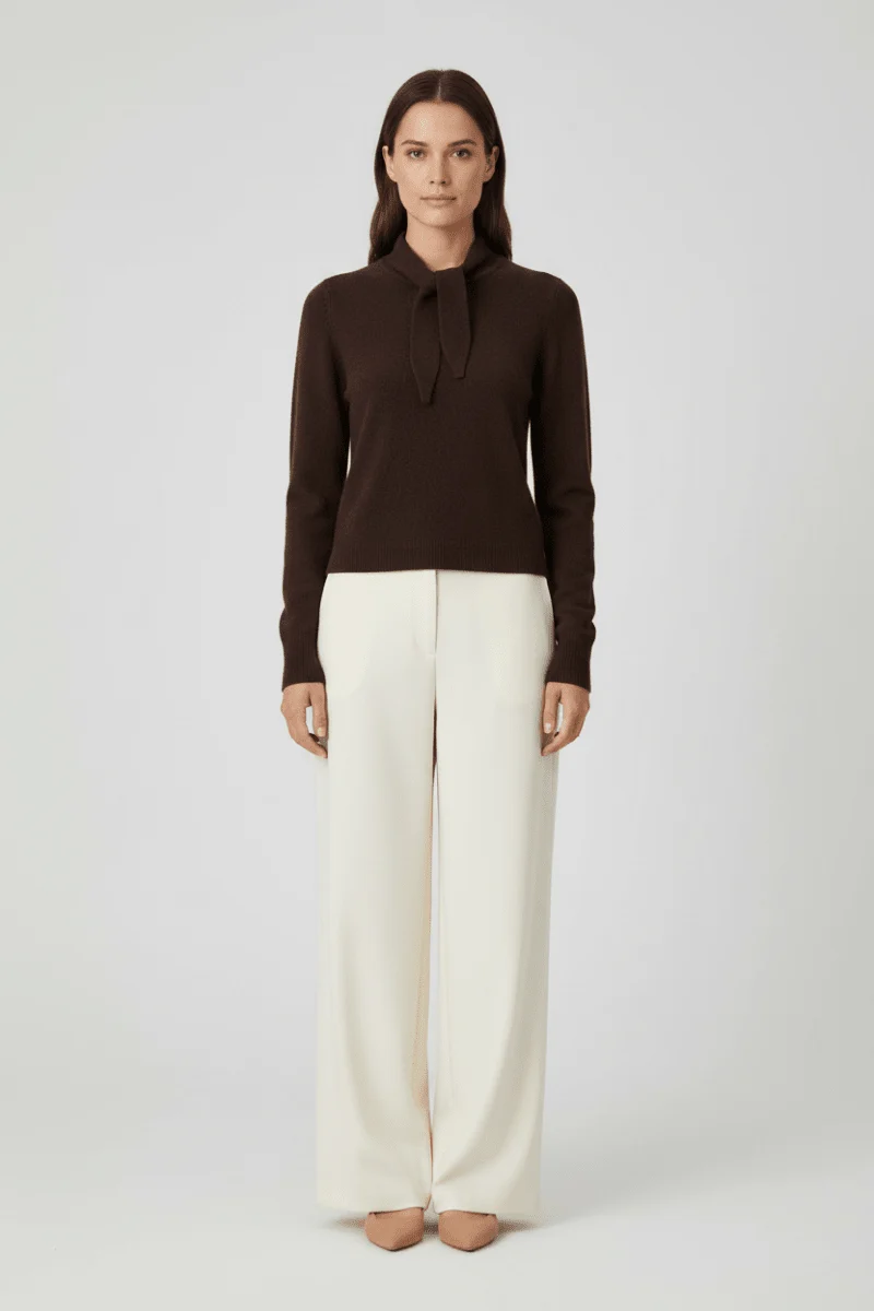 Rich & Royal Tie Detail Basic Pullover Schokobraun