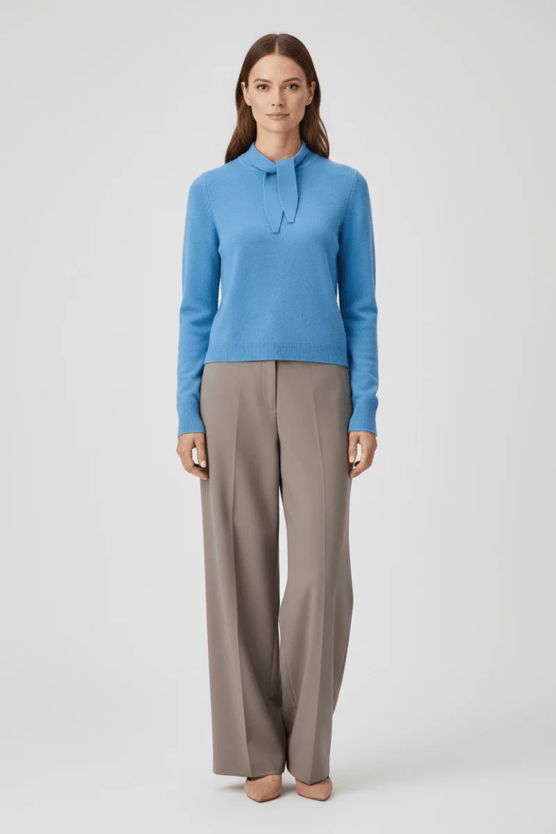 Rich & Royal Tie Detail Basic Pullover Ultramarinblau