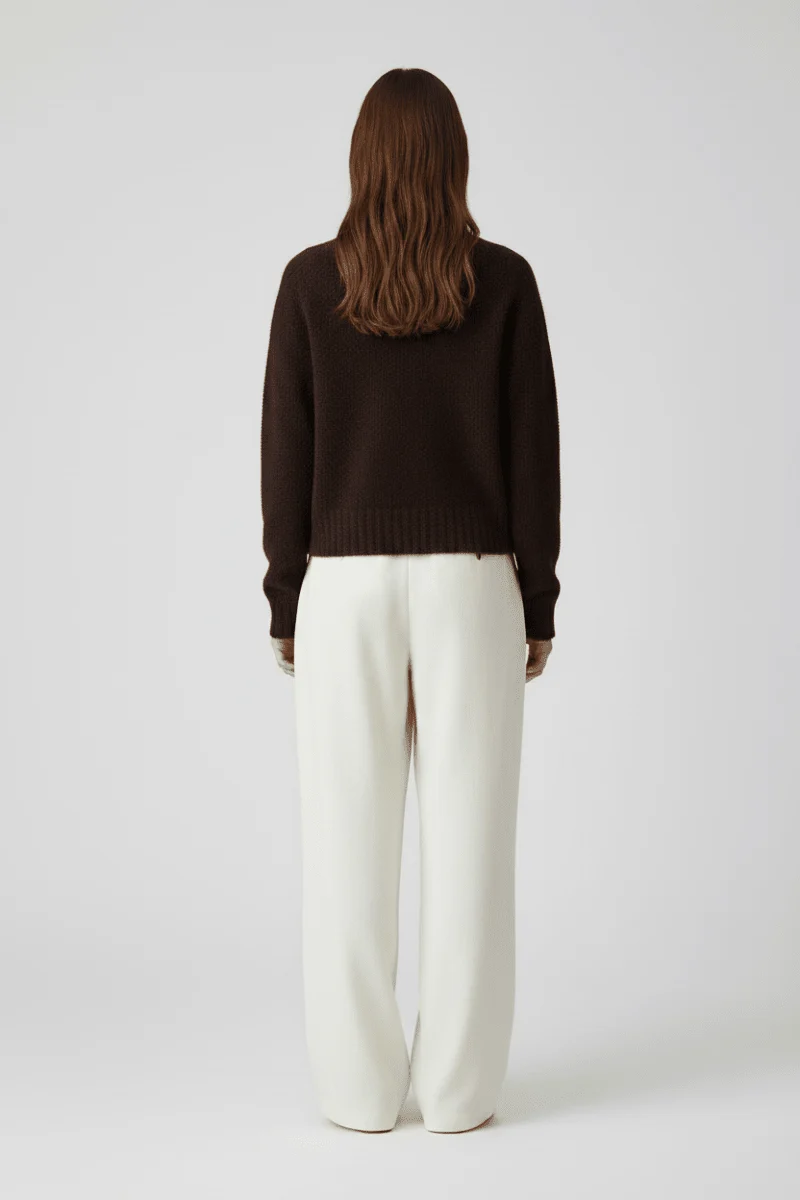 Rich & Royal Bouclé Pullover Crew Neck in Chocolate Torte