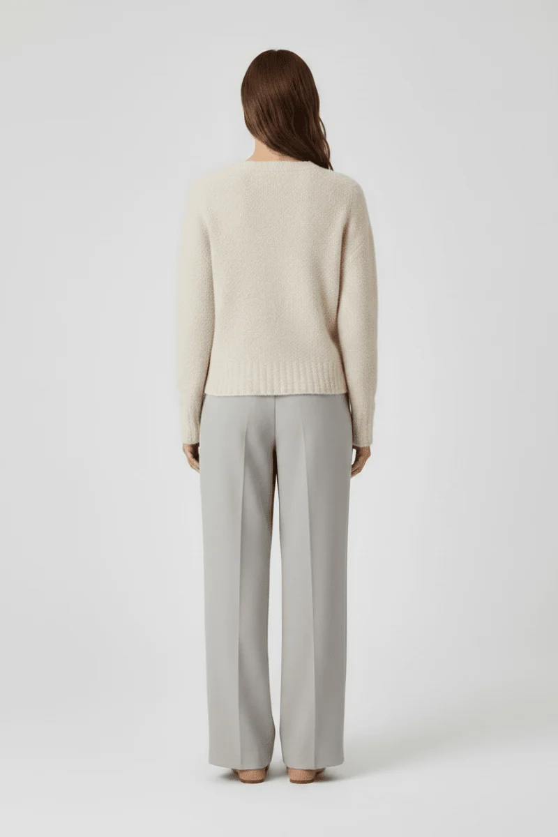 Rich & Royal Bouclé Pullover Crew Neck in Caffee Latte