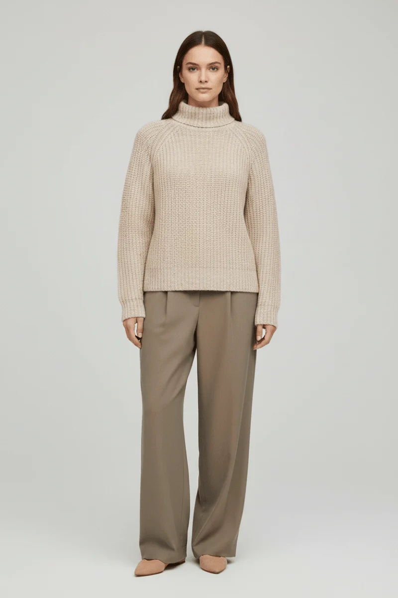 Cartoon Strickpullover Kurz 1/1 Arm Creme/Grün