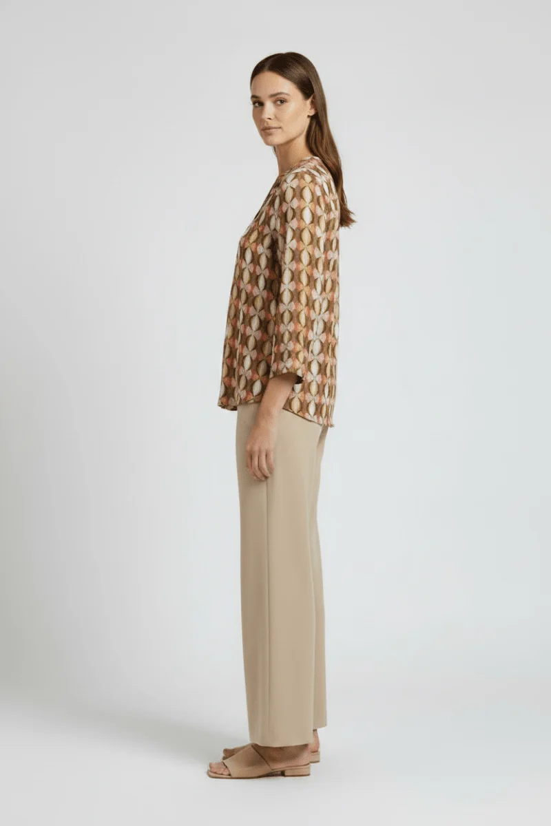 Cartoon Bluse Kurz 1/1 Arm Grün/Taupe