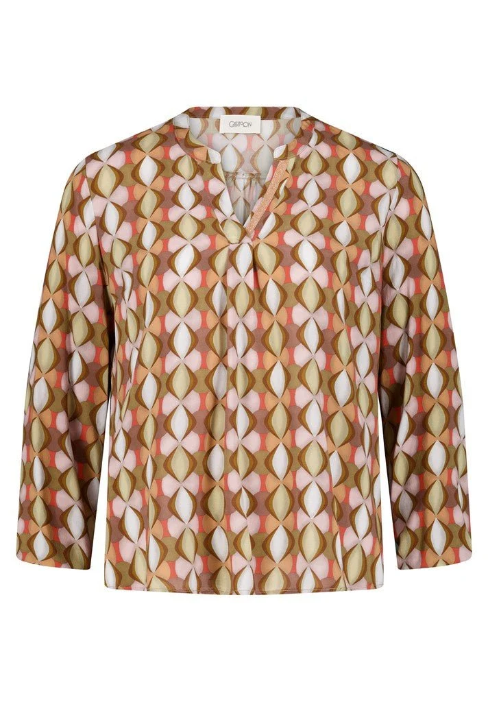 Cartoon Bluse Kurz 1/1 Arm Grün/Taupe