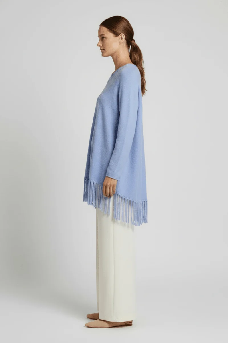 Cartoon Strickpullover Lang 1/1 Arm in der Farbe Hellblau